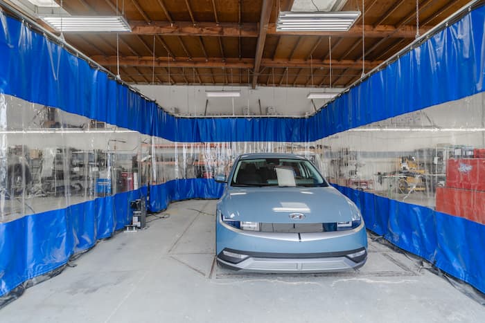 Car in a secured area